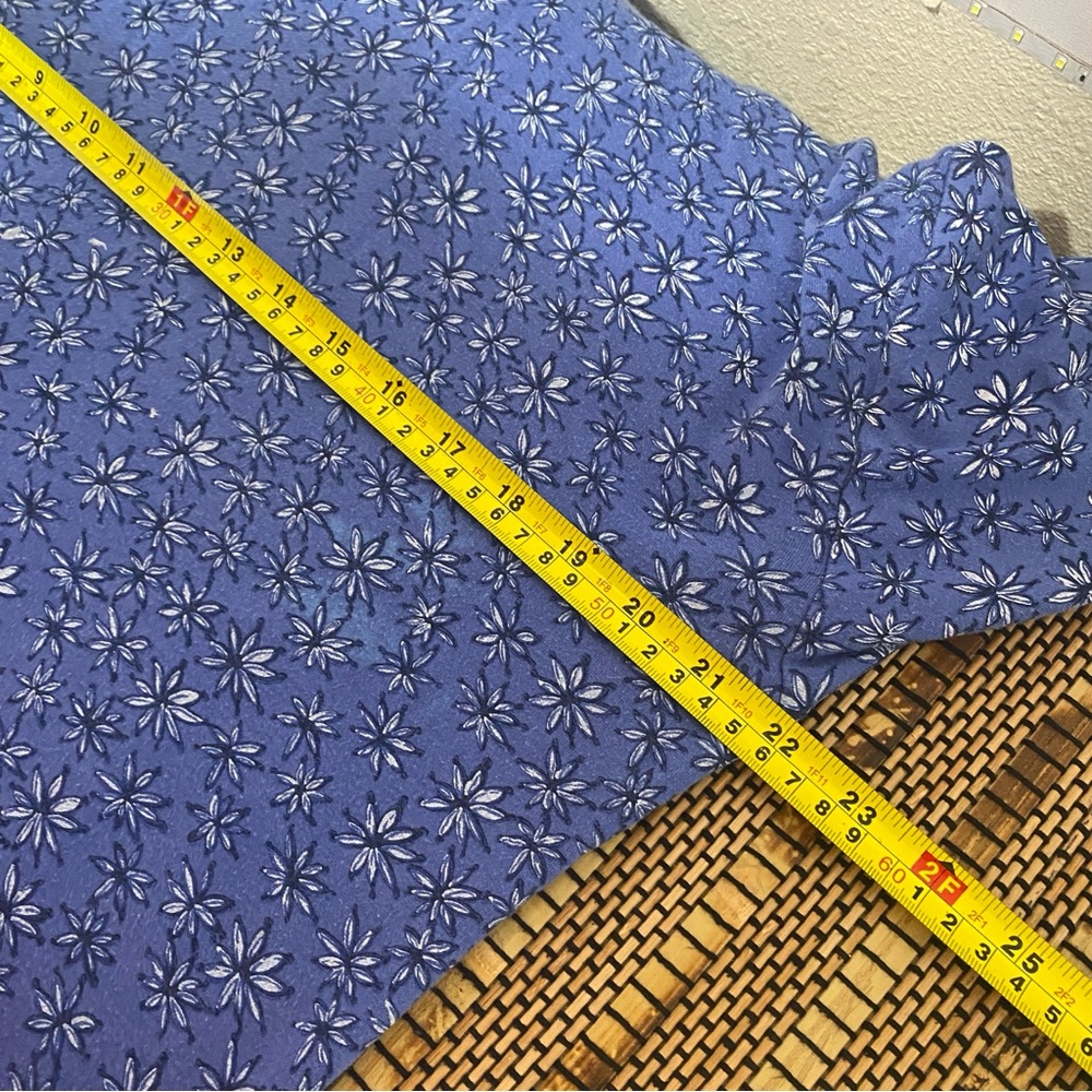 Vintage Brass Plum Nordstrom Blue Floral Daisy Print Turtleneck Top L 90s Y2K - Picture 7 of 8